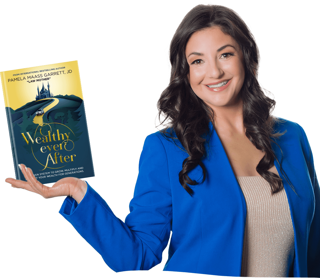 Pamela Garrett holding Wealthy Ever After book